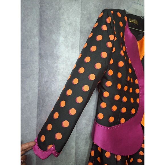 Donna Vinci 2pc Polka Dot Skirt Suit Sz 12 Rhinestones Clown Dopamine Colorful - Picture 7 of 16